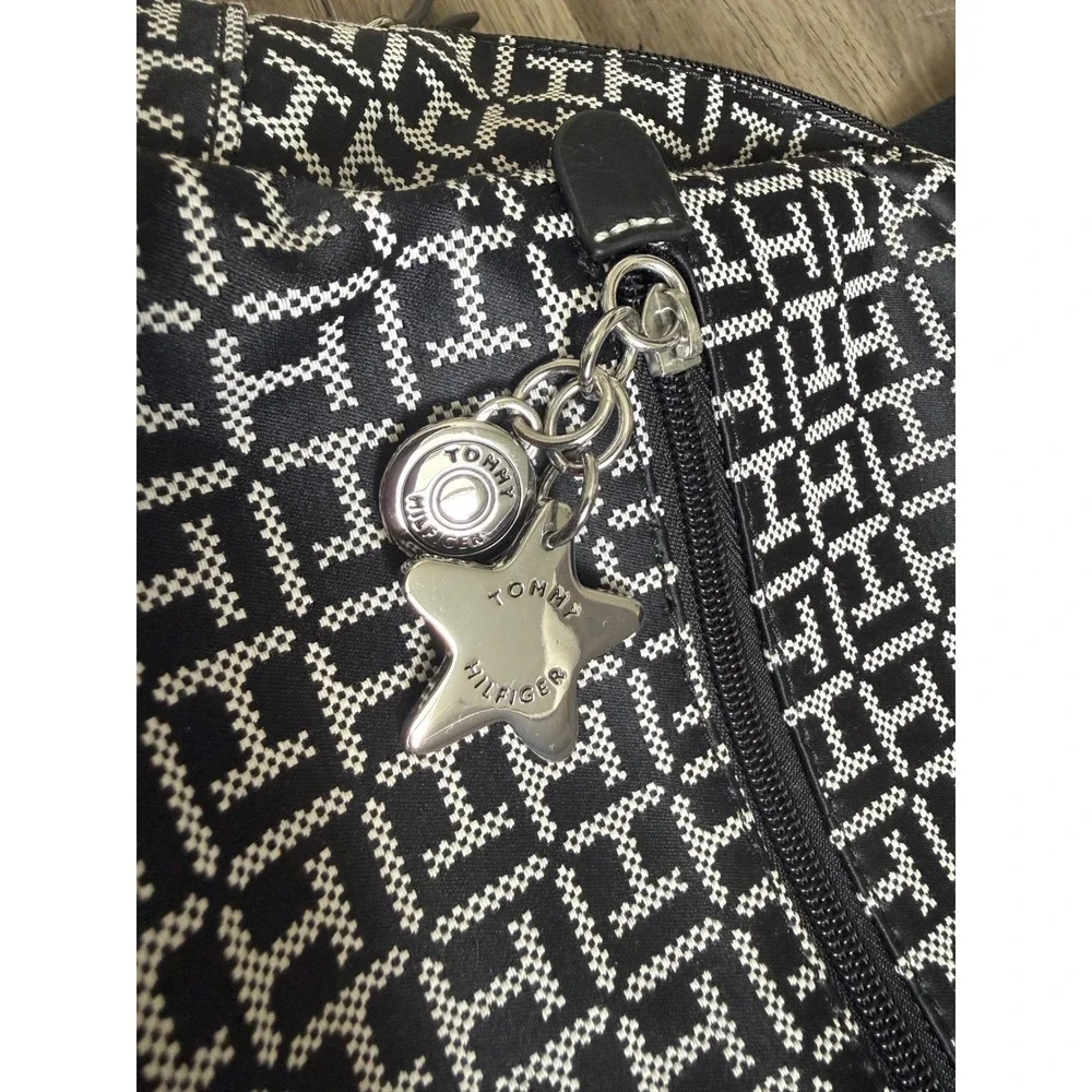 Tommy Hilfiger TH Monogram Mini Backpack Black White Logo Bag Charm